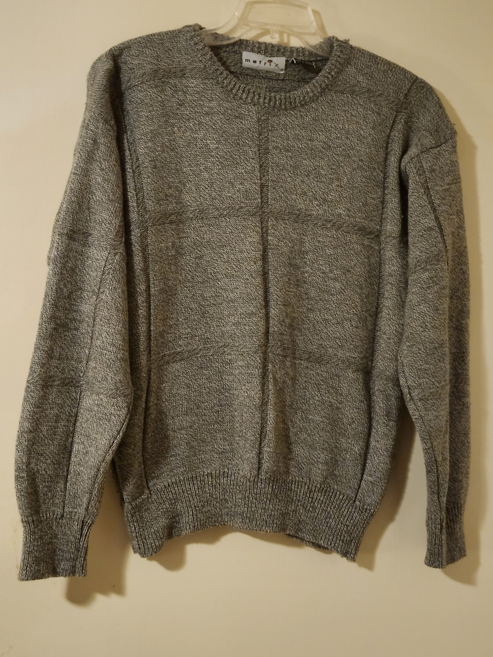 Matrix Men's Y2K Heather Gray Crewneck Long Sleeve Sweater L